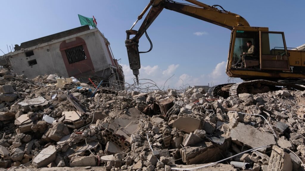 Border town’s residents rebuild in south Lebanon as Hezbollah leader calls for Israeli withdrawal